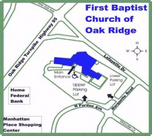 Map of First Baptist and the surrounding area