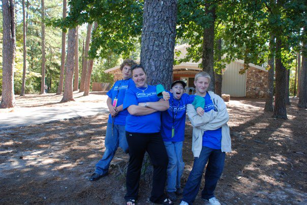Student group laughing