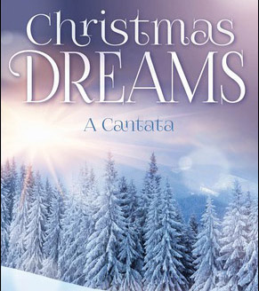 Christmas Dreams book cover with snow-dusted evergreen trees