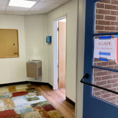 Inside door to Agape Center
