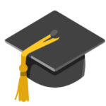 black graduation cap with gold tassel on the left side
